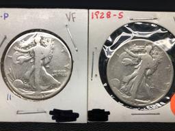 1928-S, 1943-P Standing Liberty Half Dollars, 2 Units