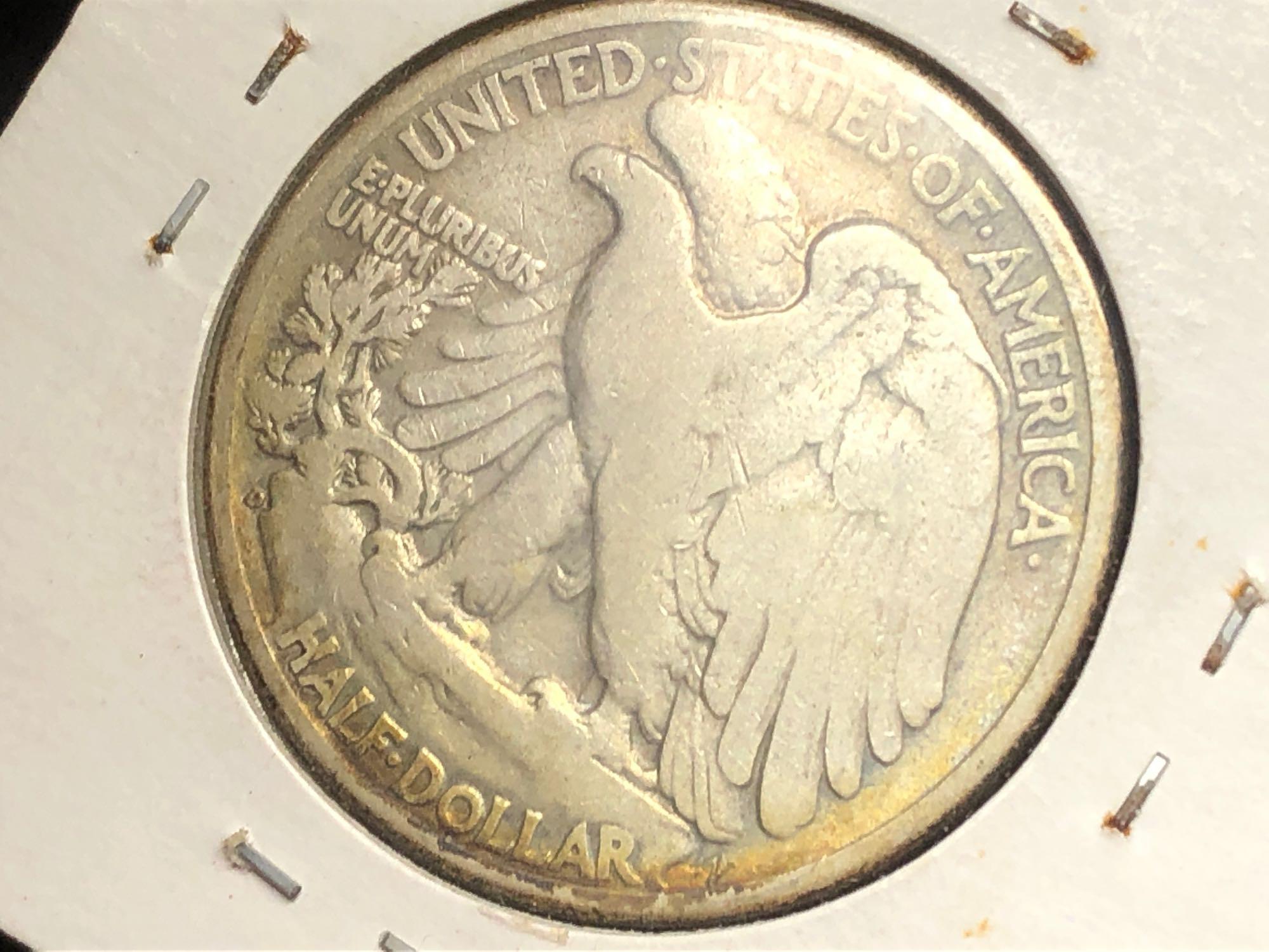 1938-D Standing Liberty Half Dollar Rim Toning