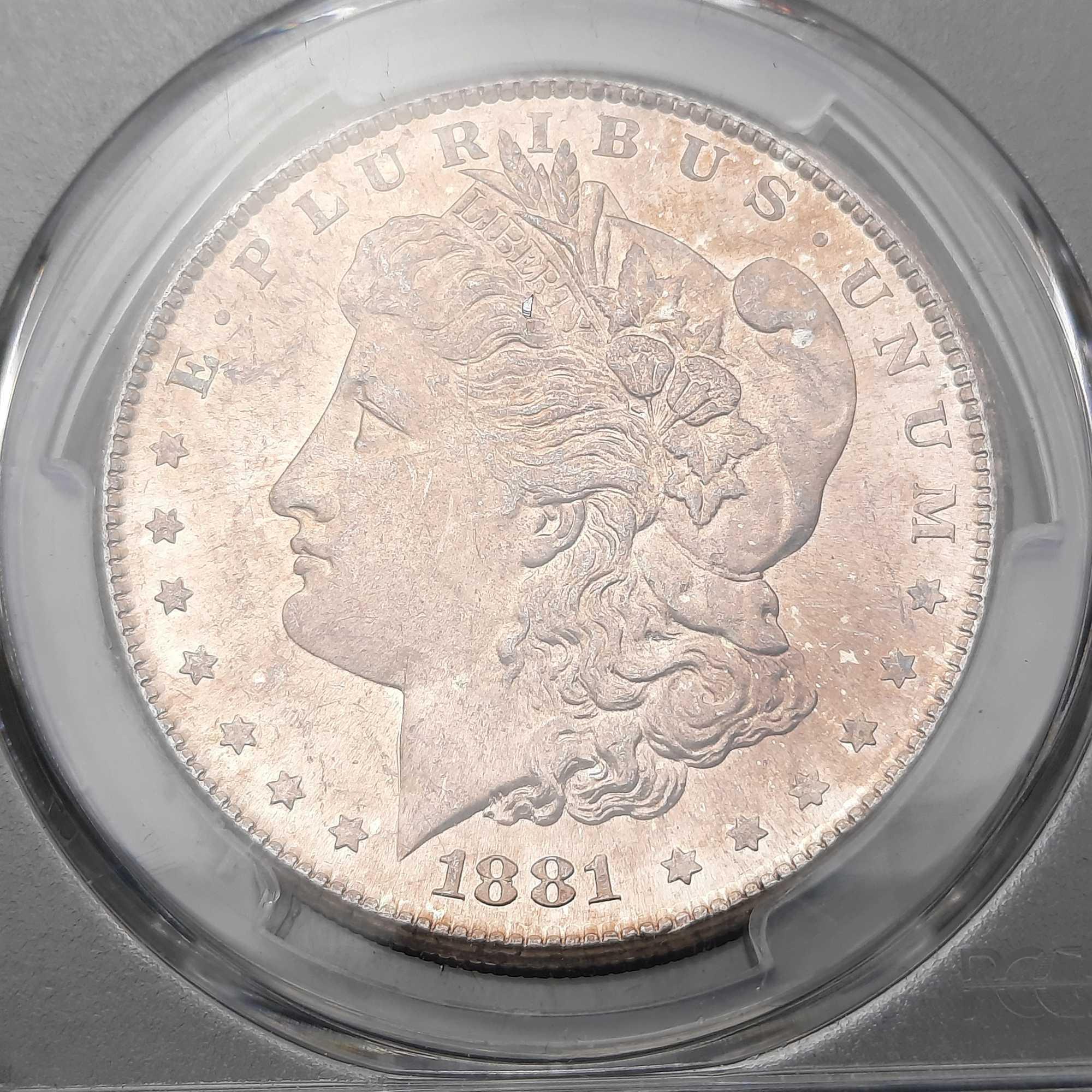 1881-S Morgan Silver Dollar PCGS MS-64 Rainbow obv pl glassy wow coin