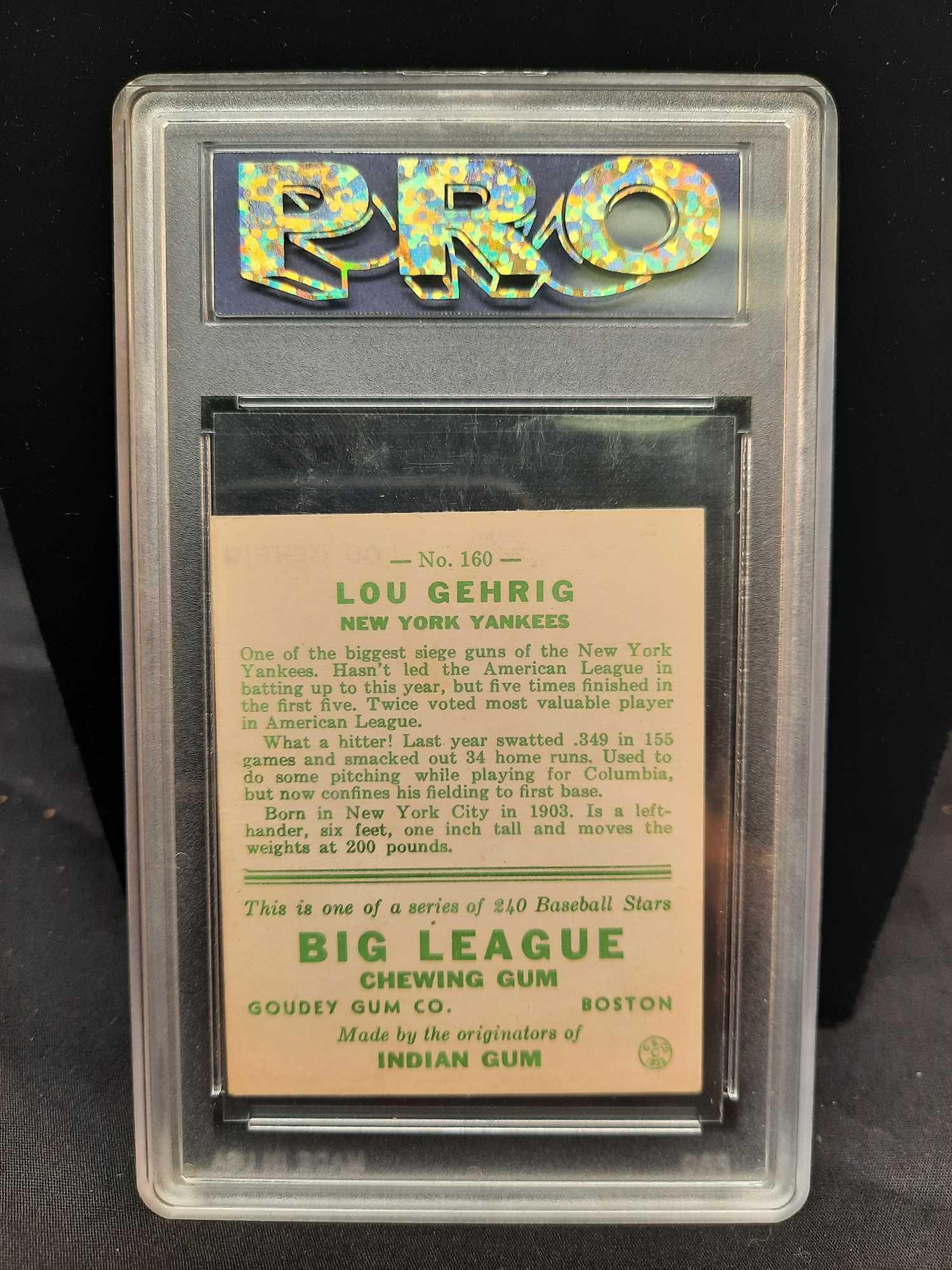 1933 Goudey #160 Lou Gehrig Graded 6 EX-NM Pro Baseball Card