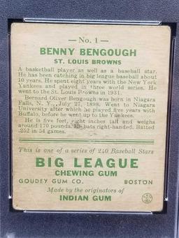 1933 Goudey Red PSA #1 Benny Bengough VG+3.5