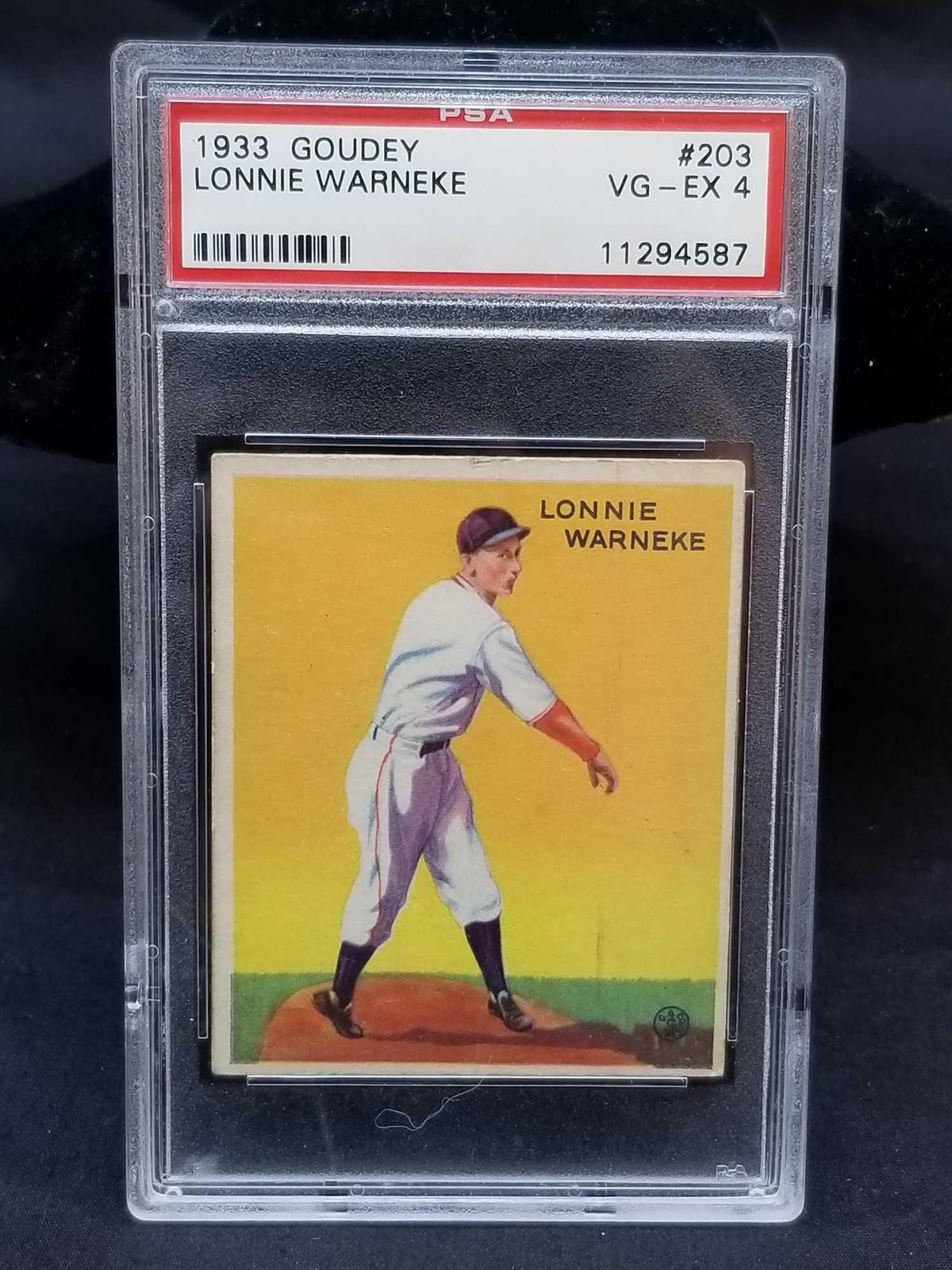 1933 Goudey Red PSA #203 Lonnie Warneke VG-EX4