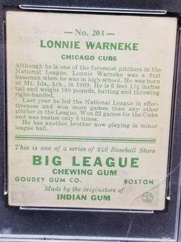 1933 Goudey Red PSA #203 Lonnie Warneke VG-EX4