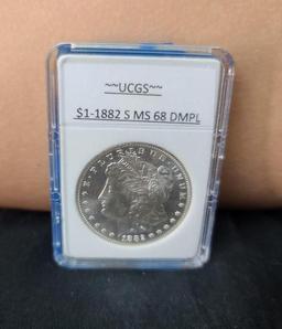 Morgan silver dollar 1882 s gem bu dmpl cameo glassy original high grade cameo