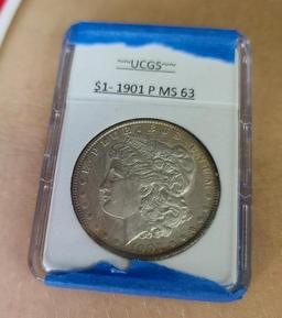 Morgan silver dollar 1901 p blazing pastel toned bu++ stunning mega rare date pq