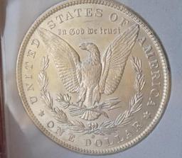 Morgan silver dollar 1884 o/o blazing gem bu satin white stunner slabed beauty