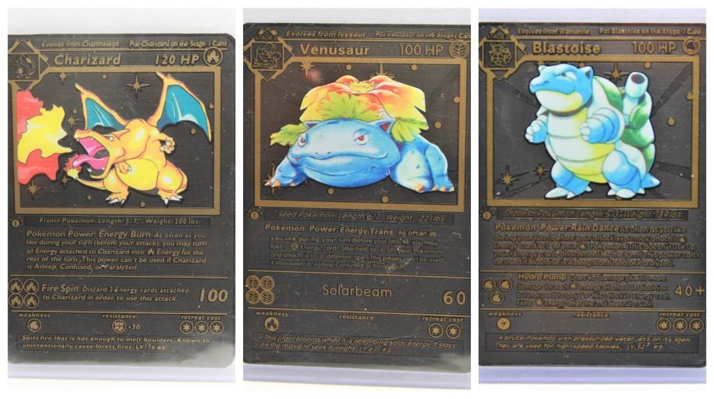 Black Pokemon Card Lot Charizard Blastoise Venusaur 3 Units Speciality Rare cards