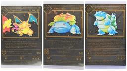 Black Pokemon Card Lot Charizard Blastoise Venusaur 3 Units Speciality Rare cards