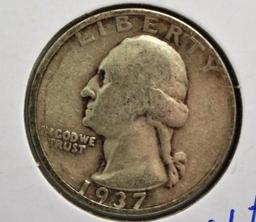 Rare Date Coin Lot 1935-S + 1937-S Washington Silver Quarters + 1923-S Mercury Silver Dime Original