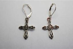 2.79g Sterling 925 Silver Matching Pair Intricate Cross Earrings 2 Units