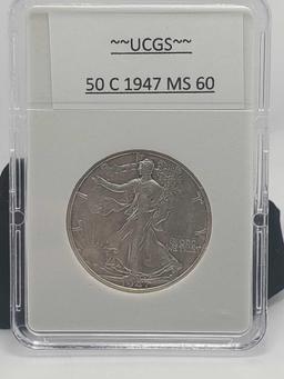 Walking Liberty Half 1947 Frosty Beauty Original Slabed