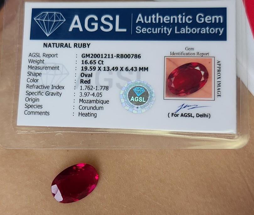 16.65ct Ruby Mogok Burma Massive Natural Mined Blood Red w/ Gem ID Card