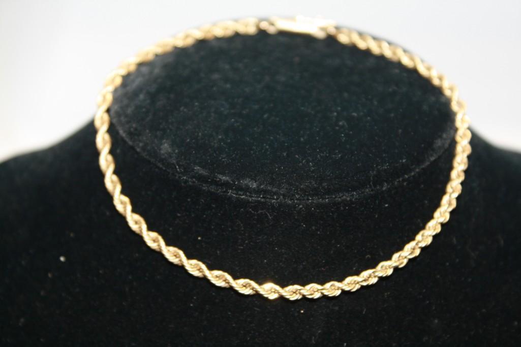 14kt Gorgeous Gold Bracelet Pure 14k Heavy Yellow Gold 5.8g Designer High End Twisted Rope
