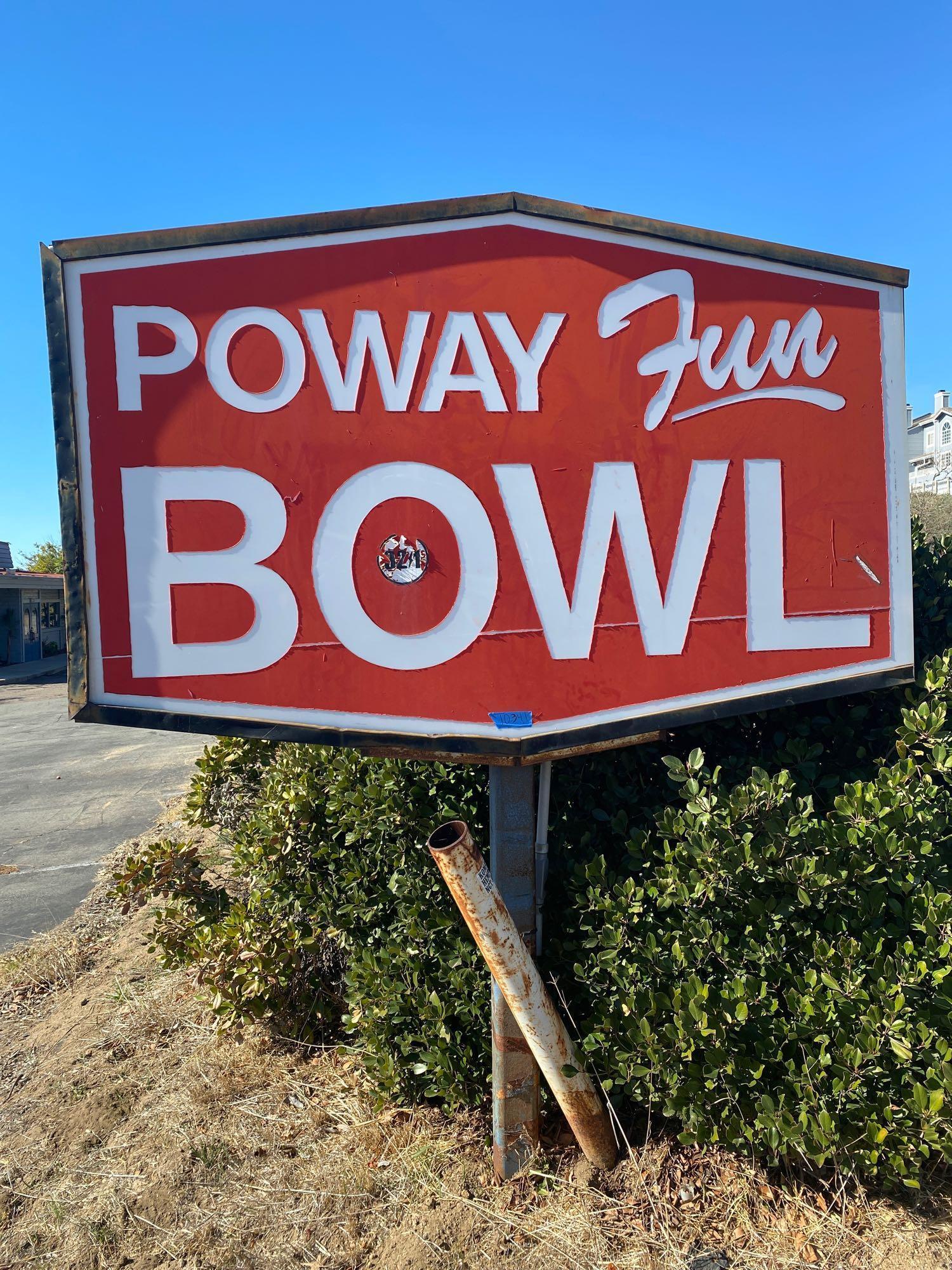 Poway fun bowl billiards Street sign 8ft wide 64in high