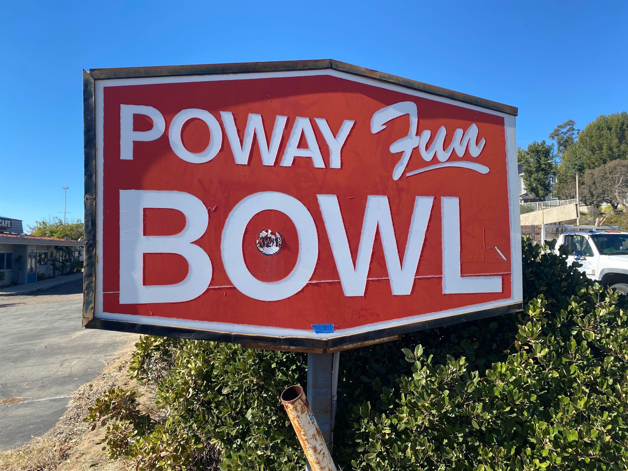 Poway fun bowl billiards Street sign 8ft wide 64in high