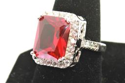 Ruby Ring Size 6 Giant Huge Ruby Gem Stone AAA 925 Sterling 6.63 Grams