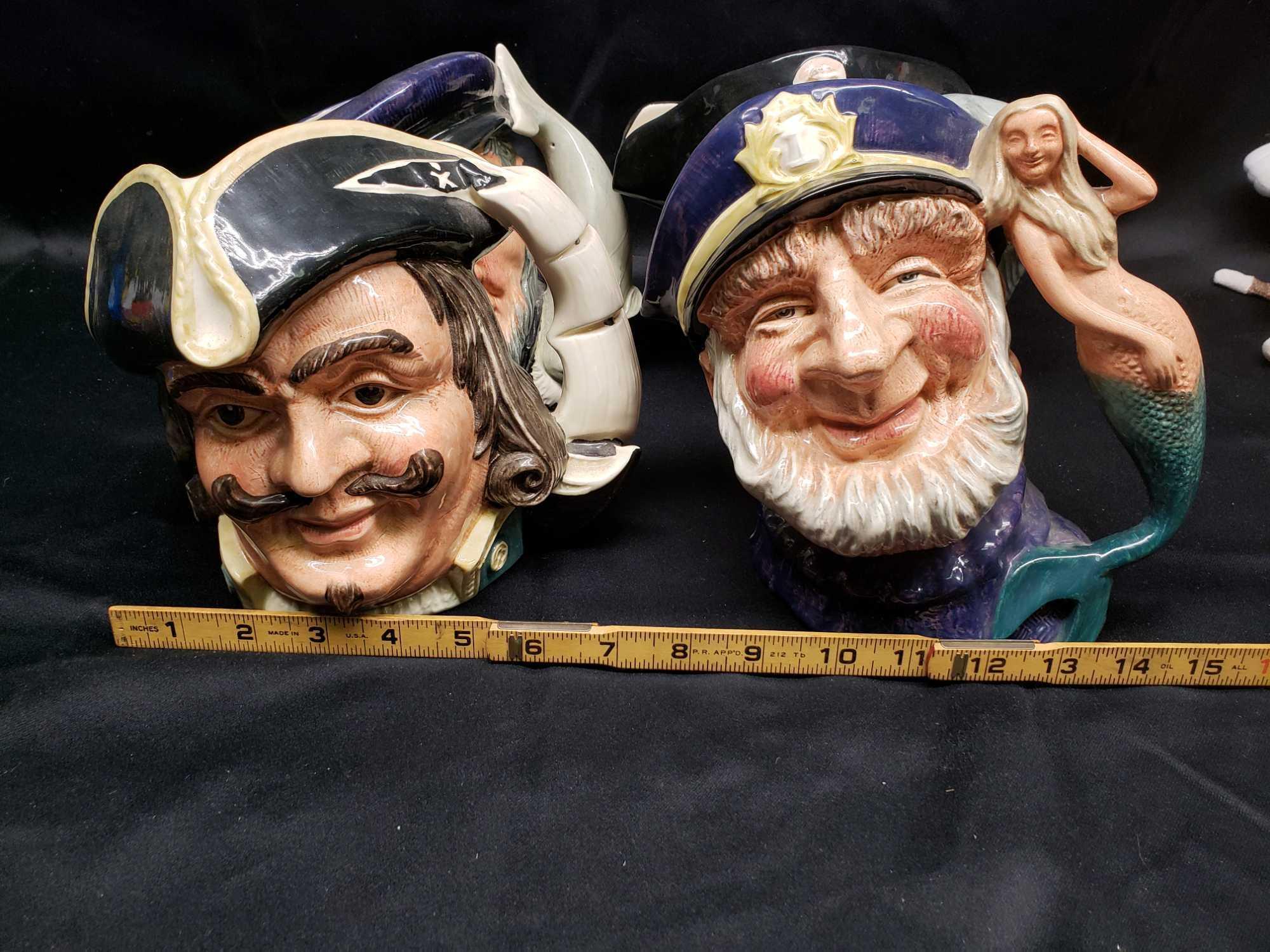 Royal Doulton Mugs. Long John silver D 6335. Capt. Henry Morgan D 6467. Old Salt D 6551. Capt. Ahab