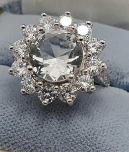 White Topaz Gemstone ring natural gemstone diamond cut white vvs 6ct set in sterling designer new