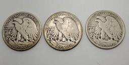 1944 walking liberty silver half 90% 3 coins