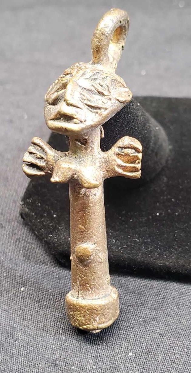 African Tribal Bronze Fish Amulet Pendant Necklace Charm