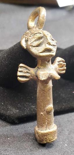 African Tribal Bronze Fish Amulet Pendant Necklace Charm