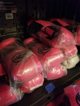 Shelf of New Pink Boxing Gloves 12 Units