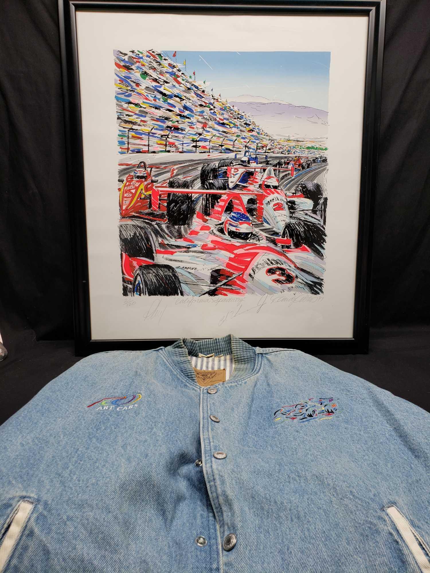 Framed Artwork says California Speedway and has Non Authenticated signatures Al Unser Jr. And more.