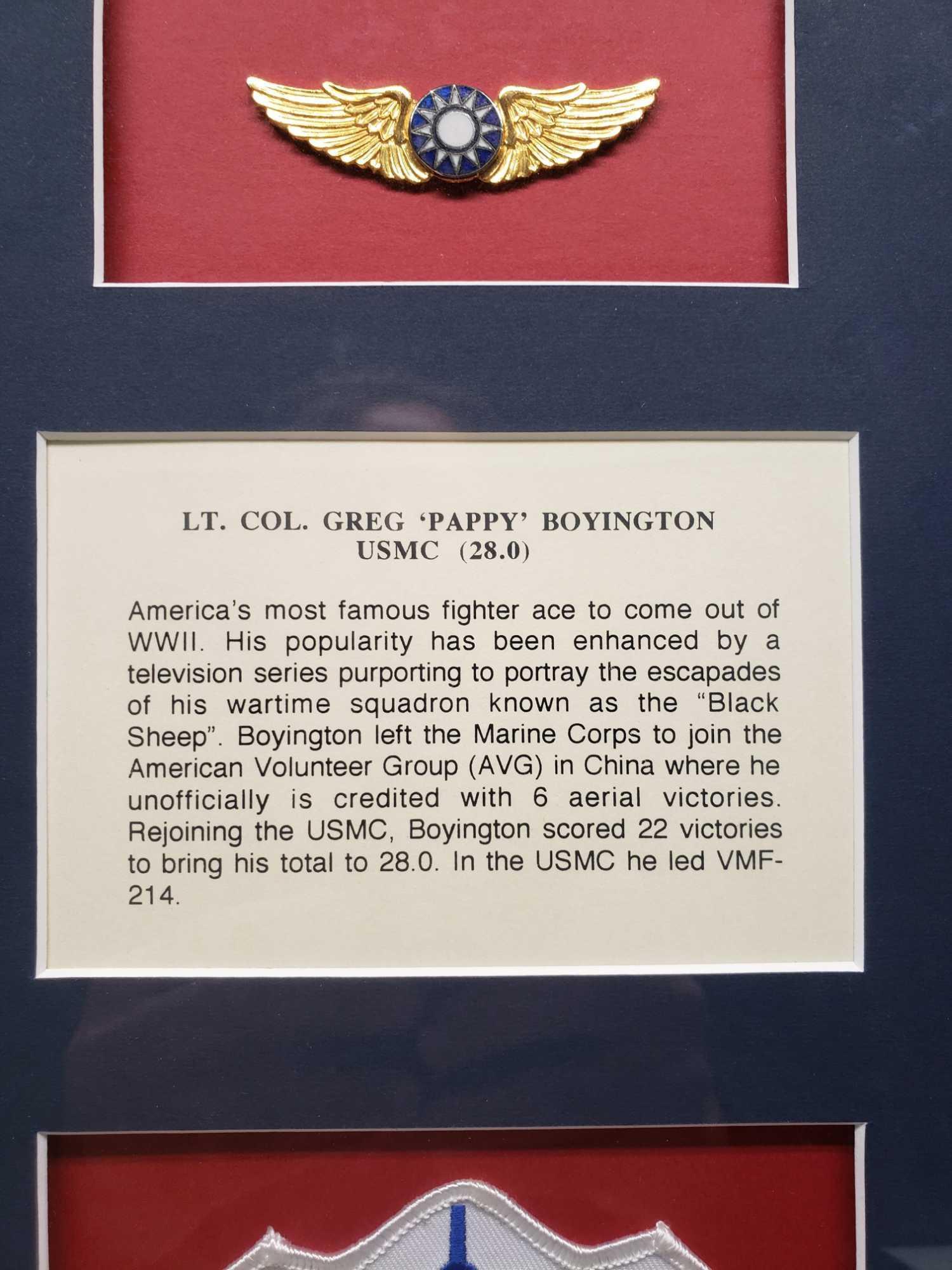 Beautiful Framed Tribute to Lt. Col. Greg 'Pappy' Boyinton USMC