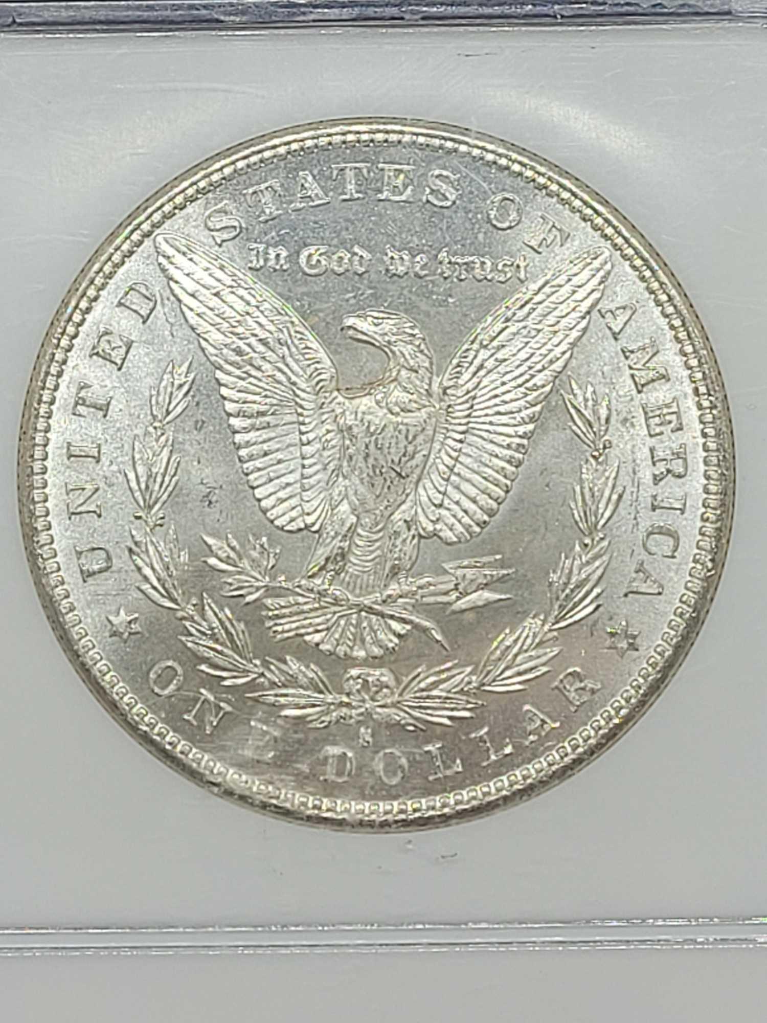 Morgan silver dollar 1879-s MS46 Graded Frosty slab
