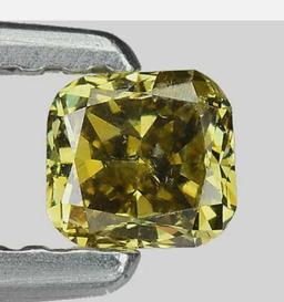 Diamond olive green vs+ .23ct ultra rare natural untreated cushion cut stunning fire and sparkle