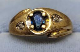 10kt gold plated blue Sapphire and diamond ring beautiful