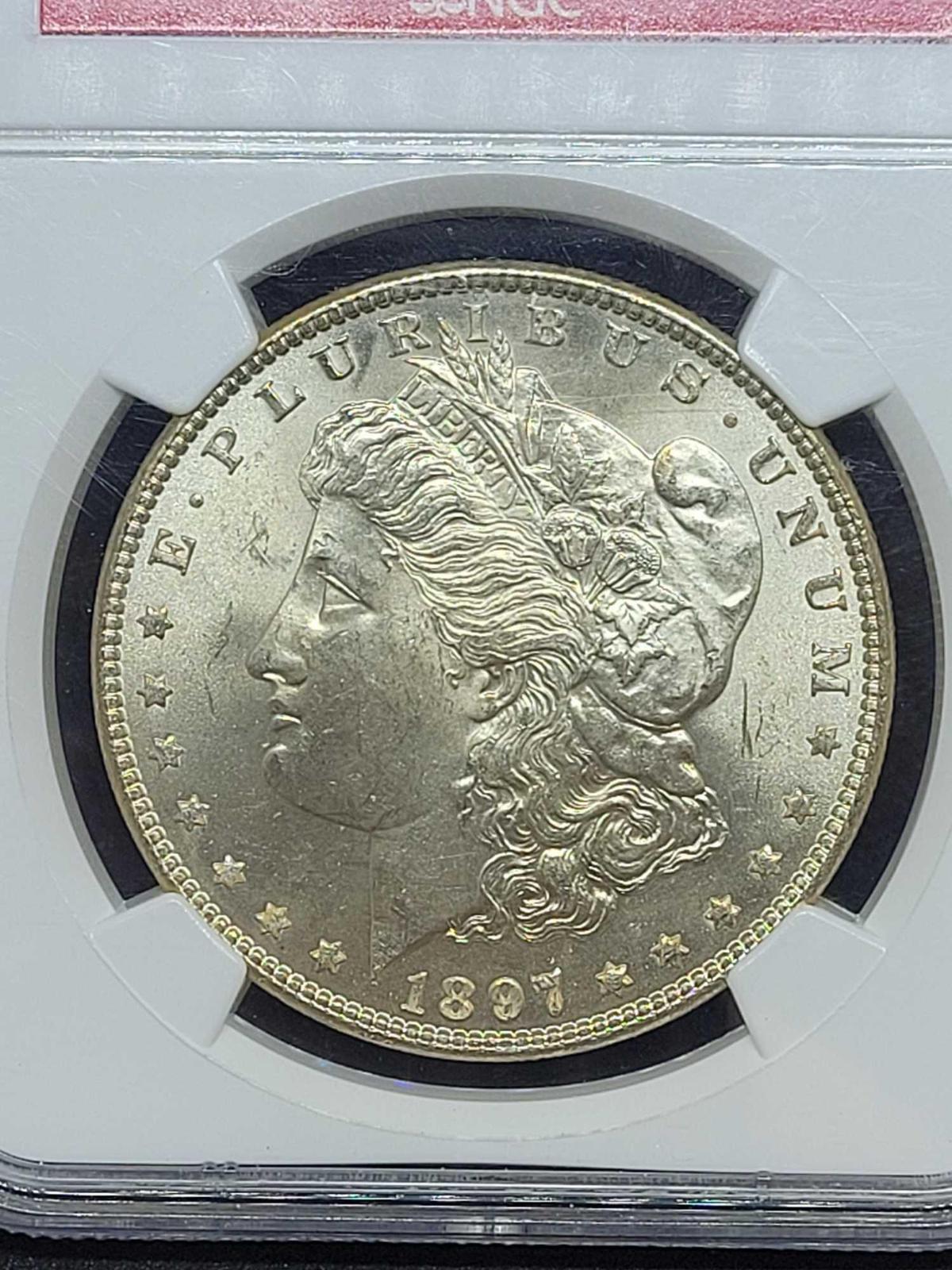 1897 Morgan silver dollar MS64 NGC