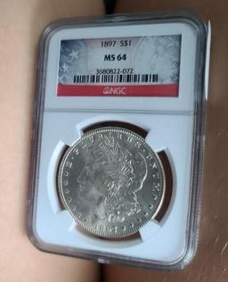 1897 Morgan silver dollar MS64 NGC