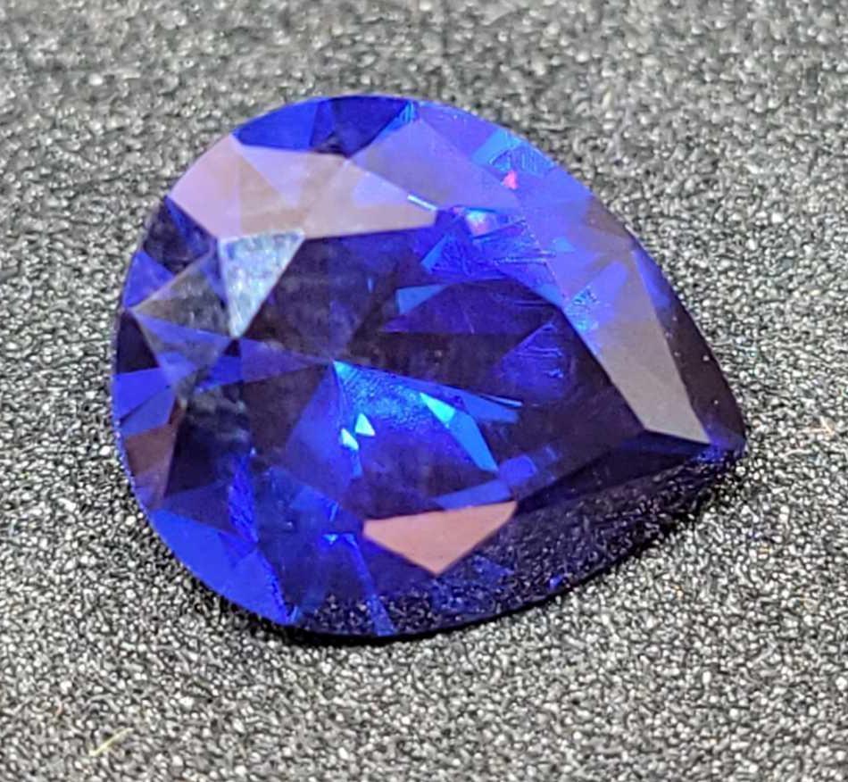 Blue Sapphire 3.38ct pear cut gemstone deep blue