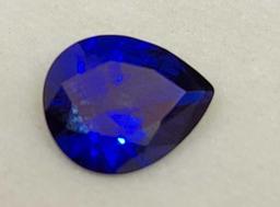 Blue Sapphire 3.38ct pear cut gemstone deep blue