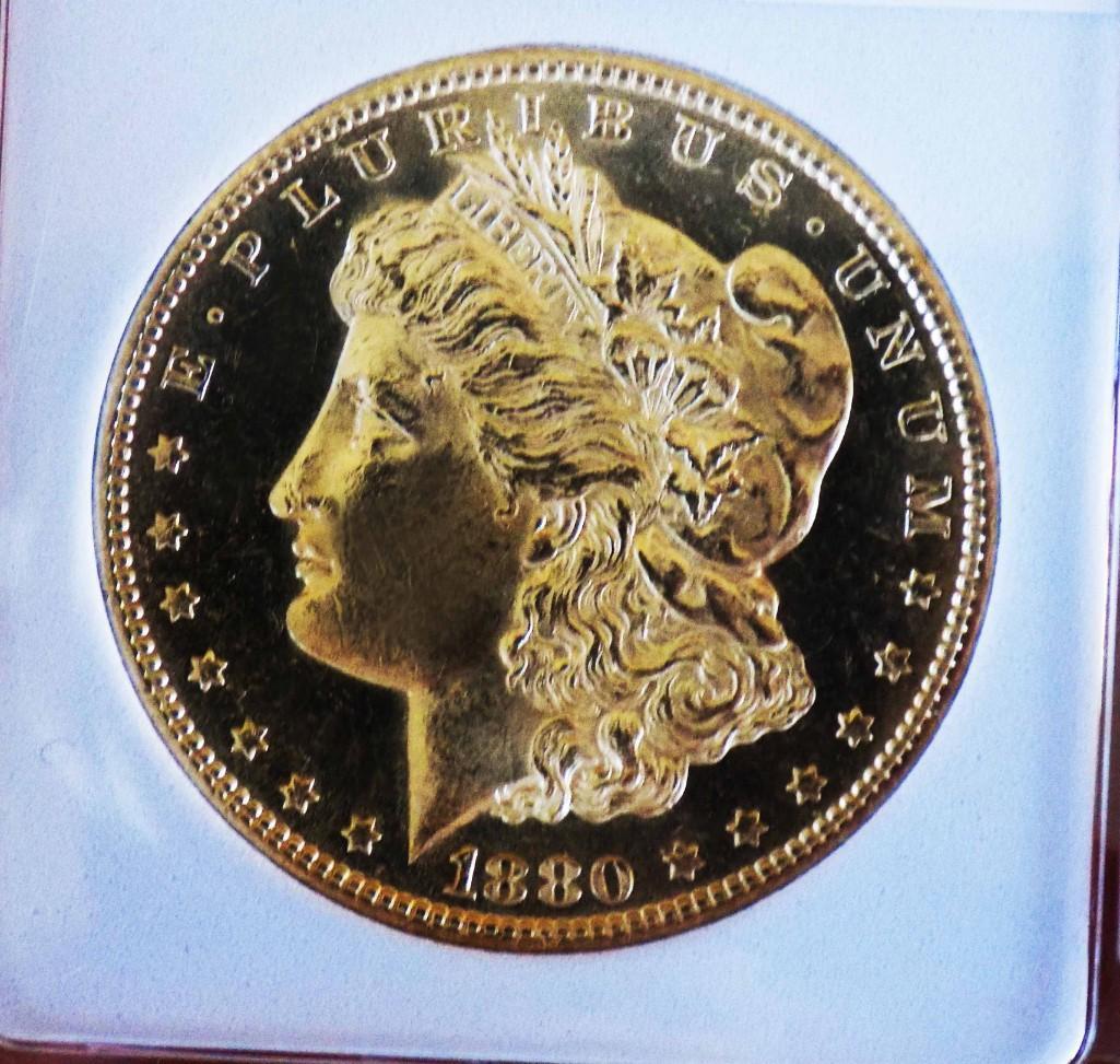 Morgan silver dollar 1880 S GEM BU DMPL GLASSY CAMEO BLAZING FROSTY BEAUTY COIN
