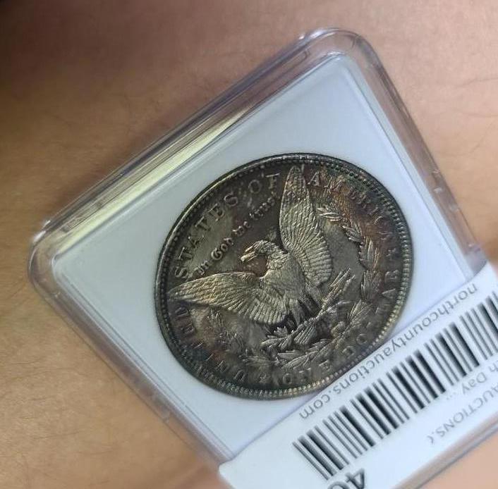 Morgan silver dollar 1885 P GEM BU MS+++++ RAINBOW HIGH GRADE SLABED PQ
