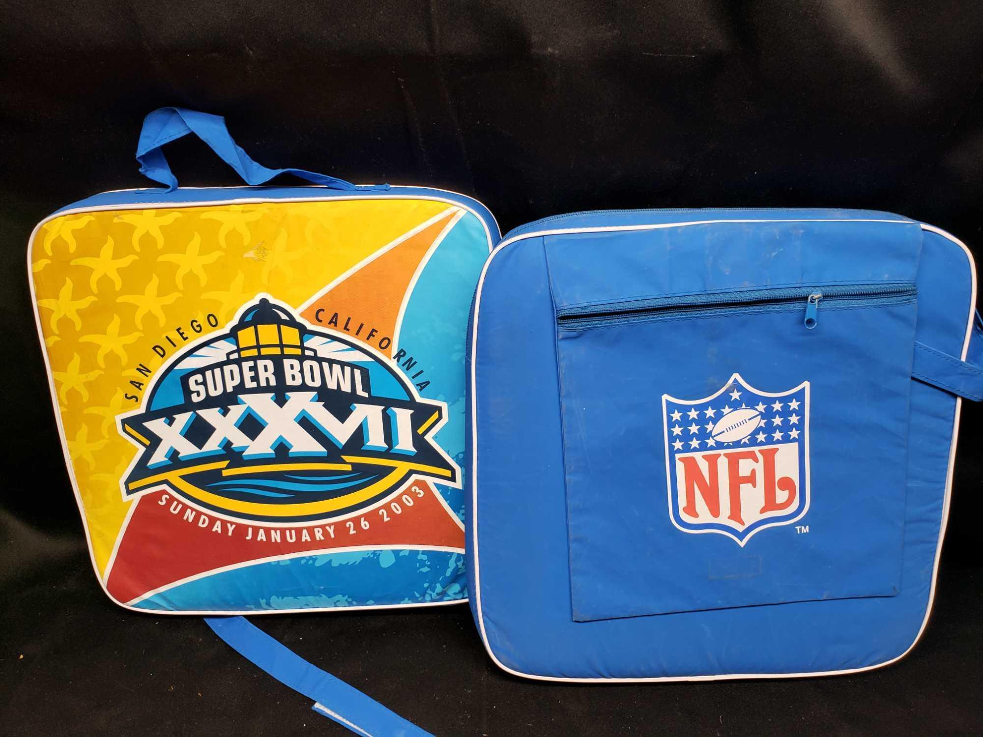 Superbowl XXXV11 Sunday January 26 2003. Seat cushions. Pennants Sea World. Kings Canyon.