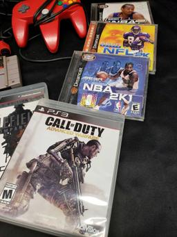 Retro games and controllers. PS3 Call of Duty. Battlefield Bad co. 2.