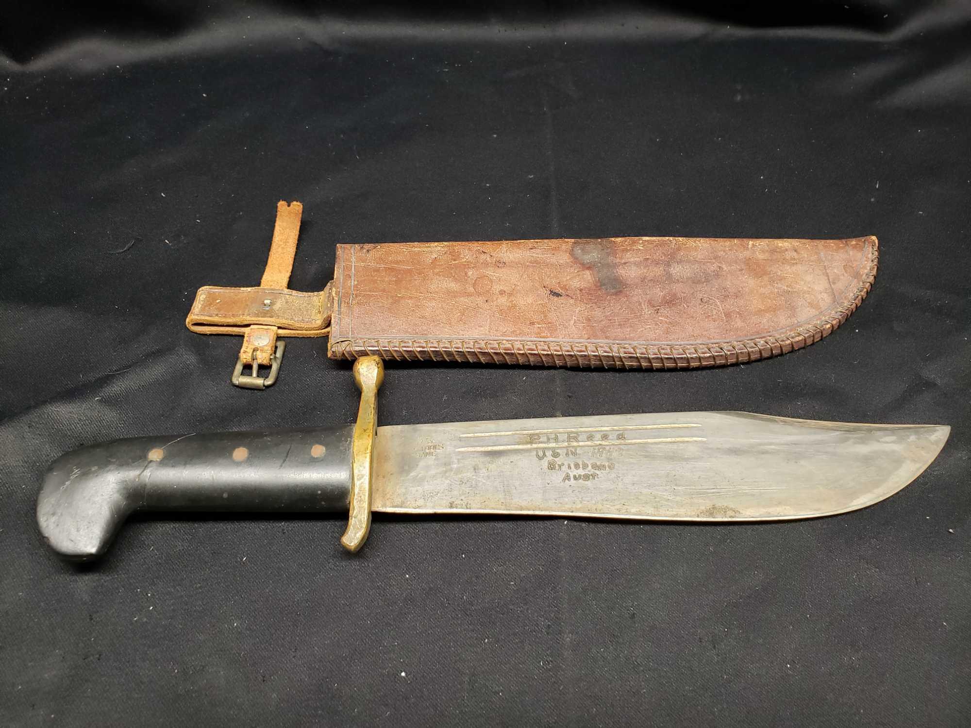 Inscribing says 1943 USN Brisbane Australia Bowie Knife