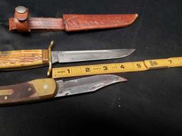 Antler western Boulder CO Handle knives. Old timer Pocket knife