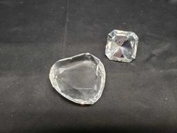 Appears to be Crystal Heart and Diamond cut Paperweights