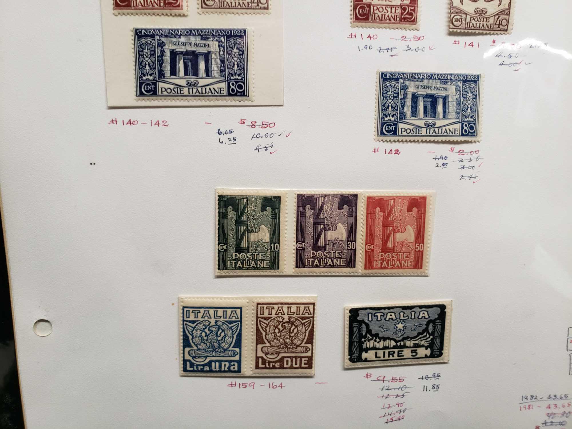 Rare stamps of Italy. Cinouantenario Mazziniano 1922 and more