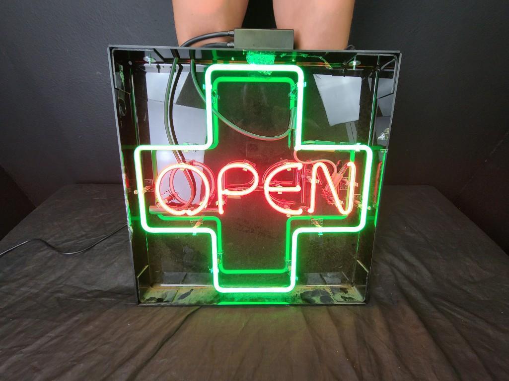 Green Red Neon Open Sign