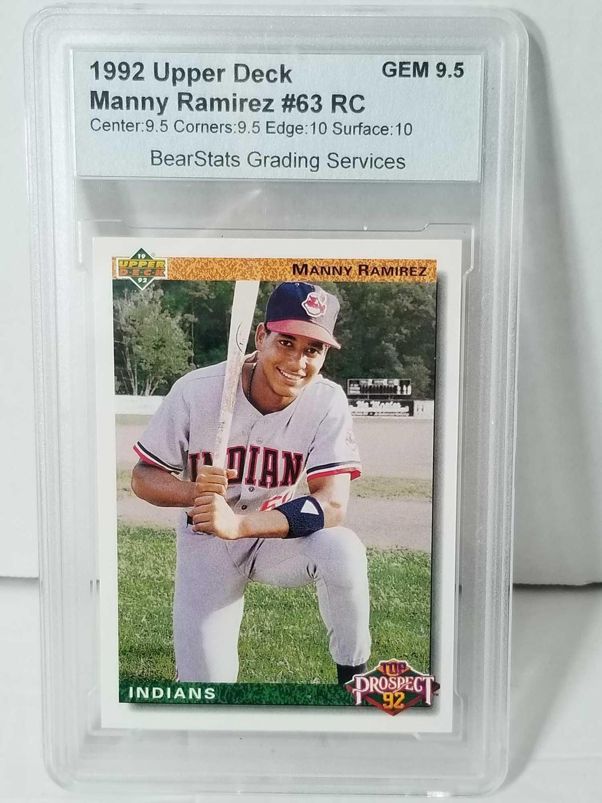 1992 Upper Deck Manny Ramirez Rookie Graded GEM 9.5