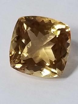 11.47 Ct Natural Yellow Cushion Cut Citrine GGL Cert