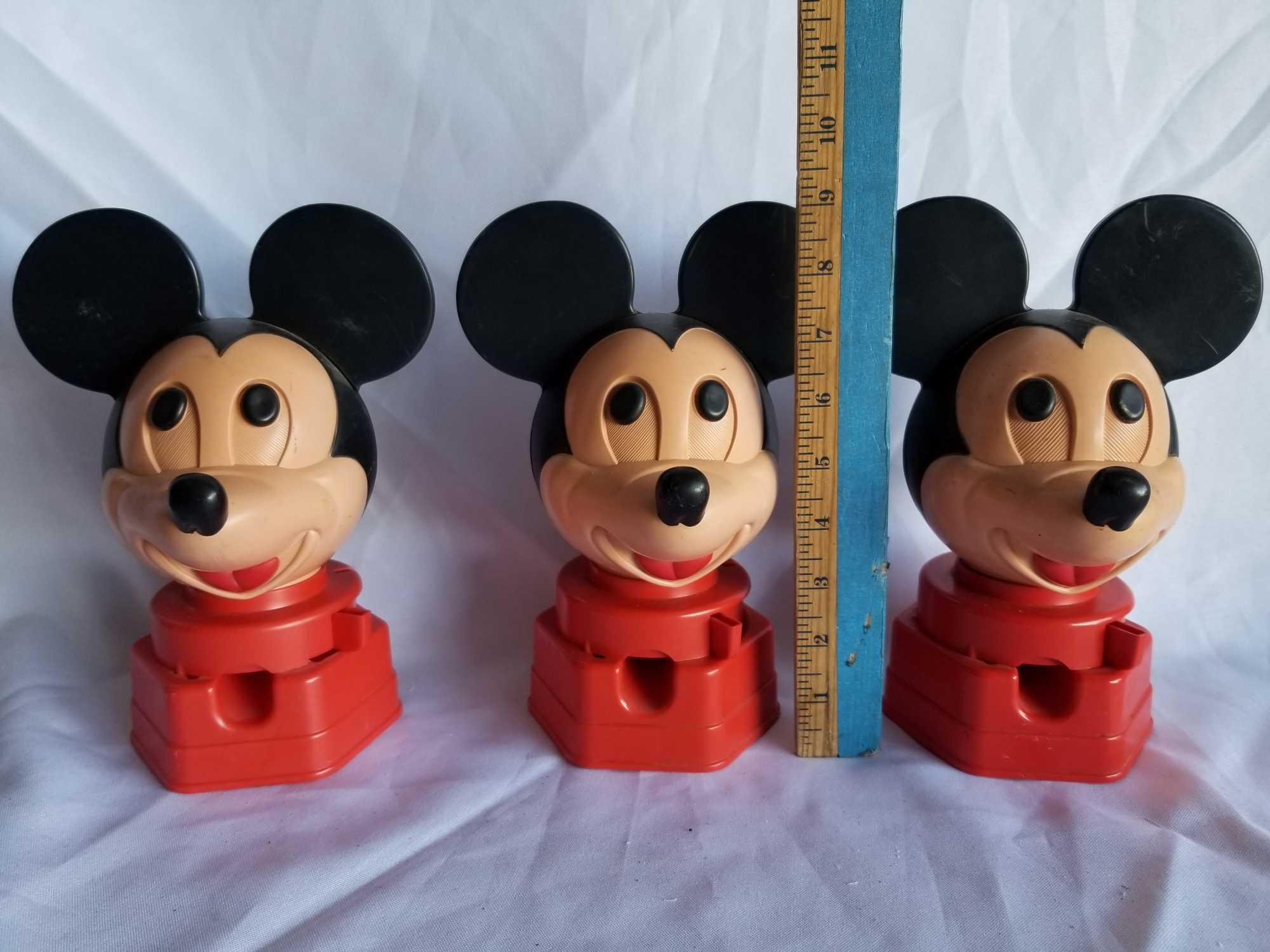 1968 Hasbro Disney Mickey Mouse Gumball Machine 3 Units