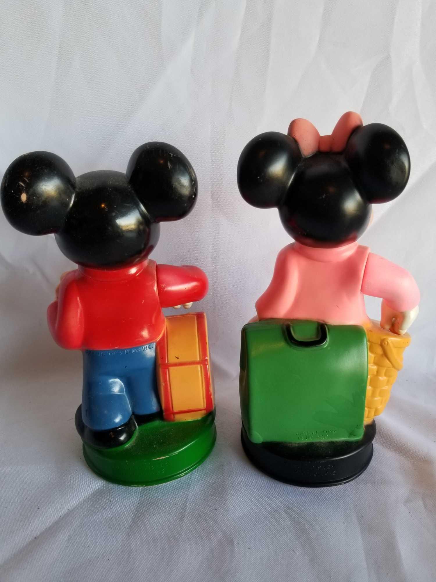 Vintage Disney Mickey and Minnie Animal Toys Bank 2 Units