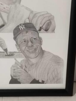 Mickey Mantle Art Print Framed