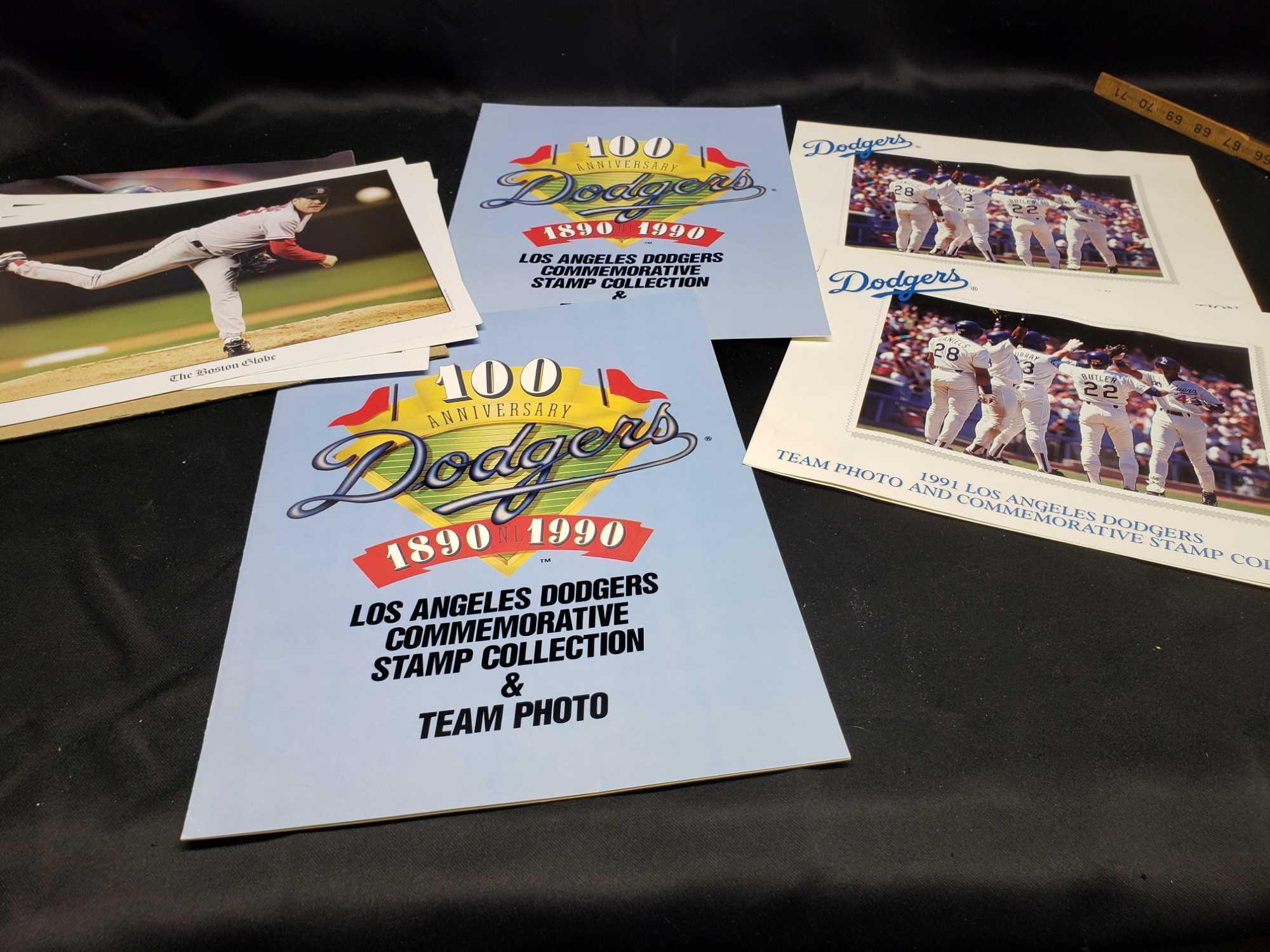 100 Anniversary os Angelos Dodgers Commemorative stamp collection and team photo